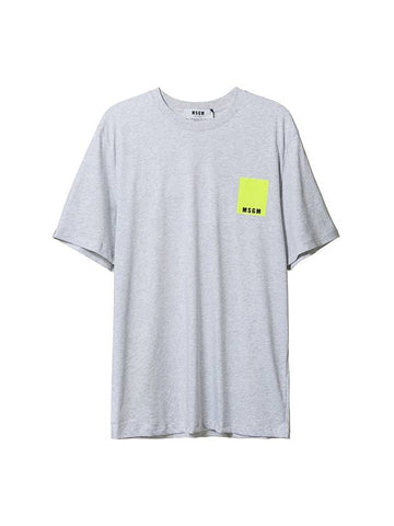 Neon Tag Logo Short Sleeve T-Shirt Light Grey - MSGM - BALAAN 1