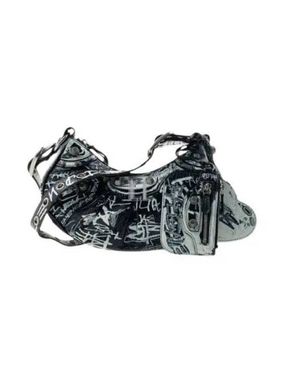 Le Cagole XS Graffiti Lambskin Shoulder Bag Black - BALENCIAGA - BALAAN 2