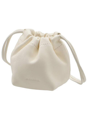 Dumpling Drawstring Calf Leather Mini Bag White - JIL SANDER - BALAAN 1
