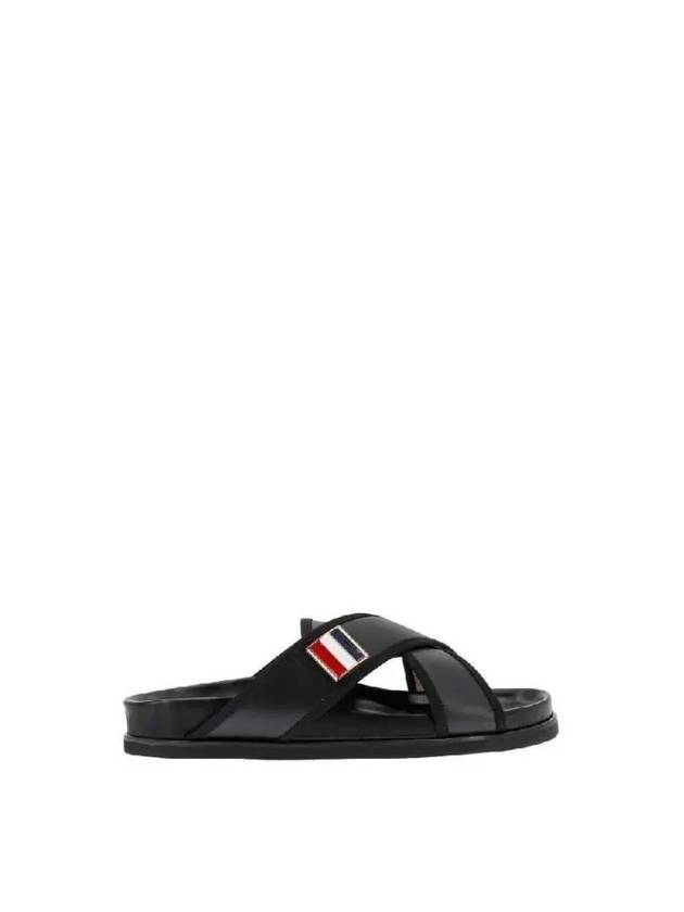 Vitello Calf Enamel Criss Cross Loafer Sandals Black - THOM BROWNE - BALAAN 2