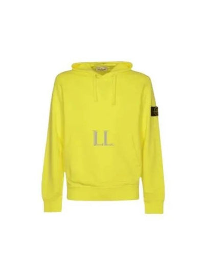 Logo Patch Drawstring Hoodie Yellow - STONE ISLAND - BALAAN 2