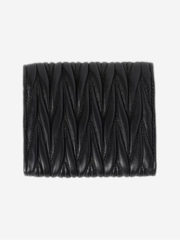 Matelasse Logo Small Nappa Leather Half Wallet Black - MIU MIU - BALAAN 4