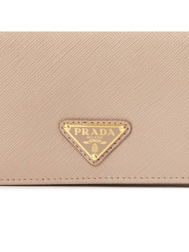 Small Saffiano Leather Half Wallet Beige - PRADA - BALAAN 8