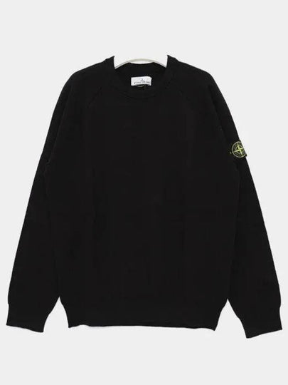 Men's Wappen Patch Crew Neck Knit Top Black - STONE ISLAND - BALAAN 2