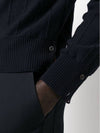 Striped Virgin Wool Long Sleeve Polo Shirt Navy - THOM BROWNE - BALAAN 6