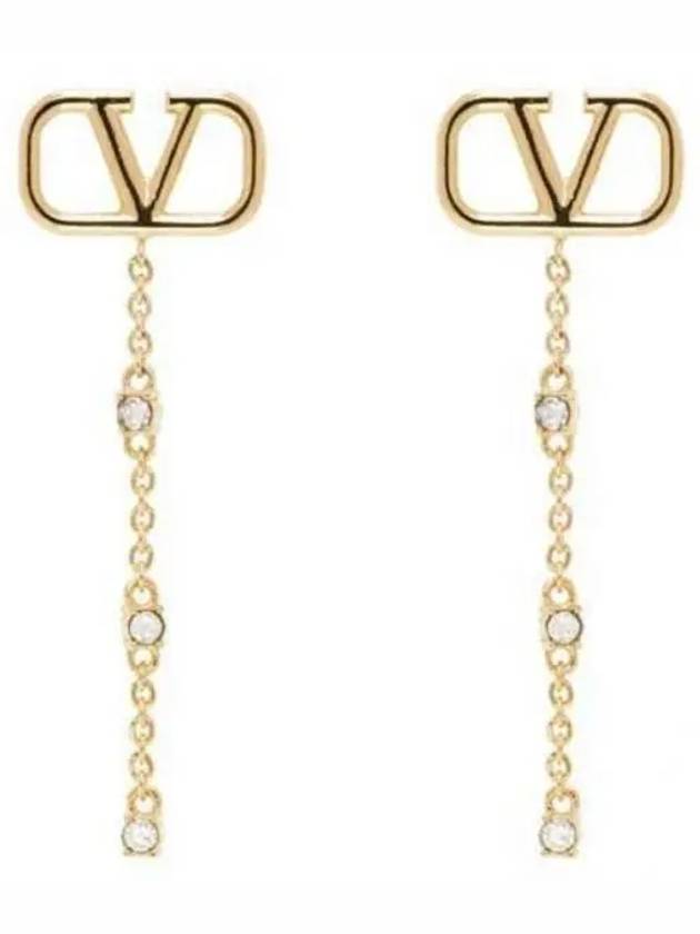 24 4W0J0W25 YCW MH5 4W2J0W25 V logo metal crystal earrings - VALENTINO - BALAAN 1