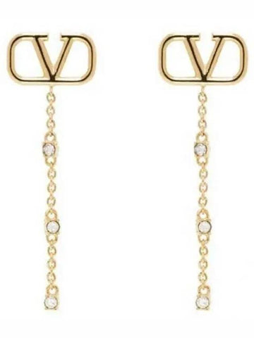 24 4W0J0W25 YCW MH5 4W2J0W25 V logo metal crystal earrings - VALENTINO - BALAAN 1