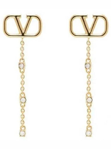 24 4W0J0W25 YCW MH5 4W2J0W25 V logo metal crystal earrings - VALENTINO - BALAAN 1