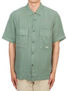 Linen Short Sleeve Shirt Green - CP COMPANY - BALAAN 2