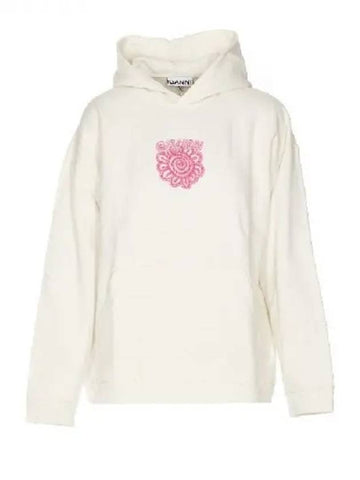 Flower logo patch cotton hoodie 270942 - GANNI - BALAAN 1