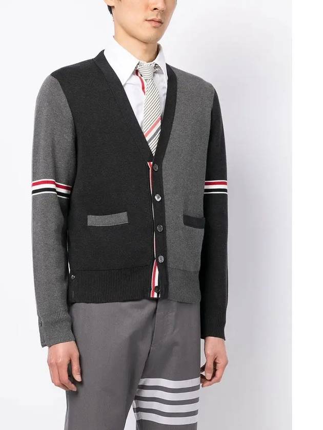 Funmix Cotton ArmBand V-Neck Cardigan Tonal Grey - THOM BROWNE - BALAAN 5