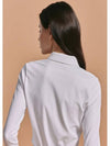 Women s Ribbed Fabric Half Zip Up Long Sleeve Collar T Shirt Off White - CLEVELAND GOLF - BALAAN 5