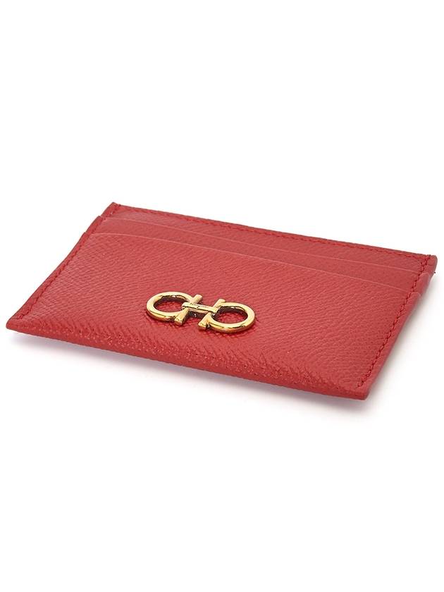 Gancini Card Wallet Lipstick Red - SALVATORE FERRAGAMO - BALAAN 4