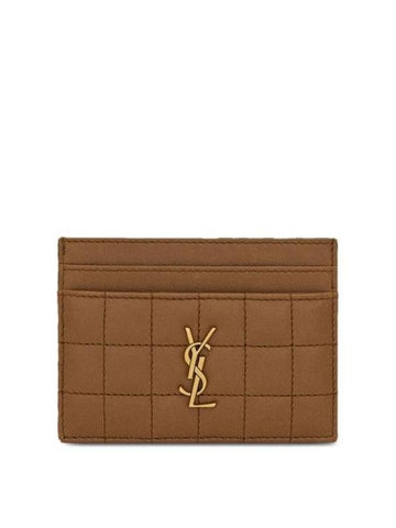 Cassandre Quilting Leather Card Wallet Brown - SAINT LAURENT - BALAAN 1