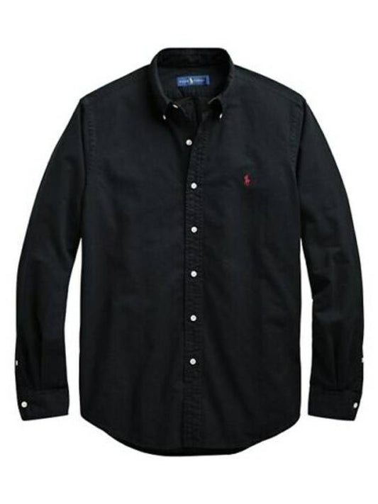 Men's Cotton Classic Fit Oxford Long Sleeve Shirt Black - POLO RALPH LAUREN - BALAAN.