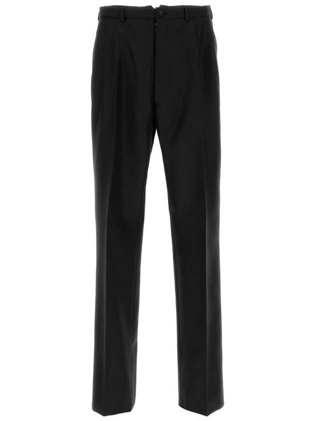 Men's Bag Logo Jet Wool High Straight Pants Black - MAISON MARGIELA - BALAAN 2