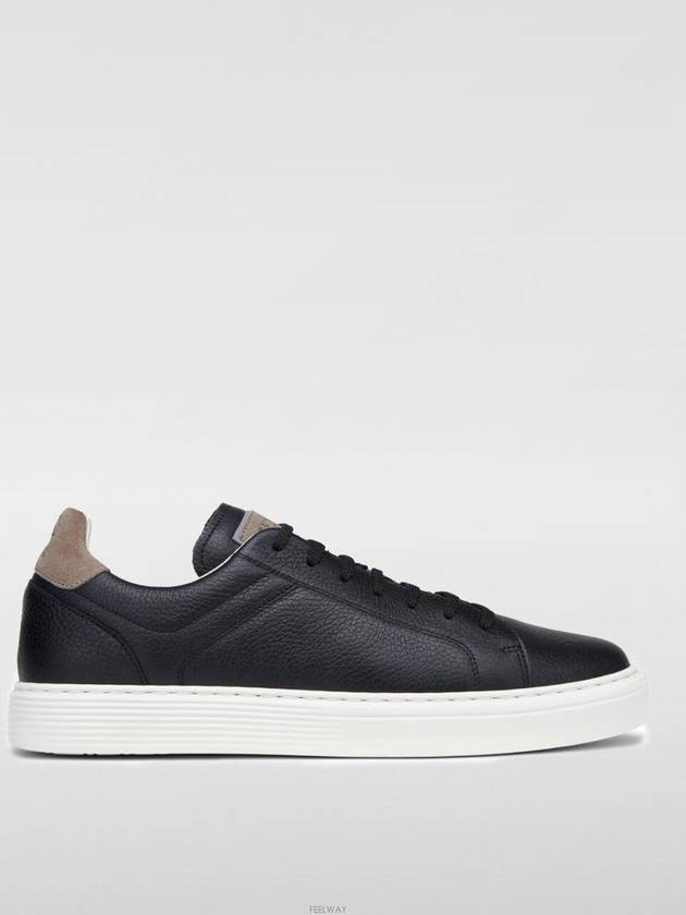 Logo Leather Low Top Sneakers Black - BRUNELLO CUCINELLI - BALAAN 3