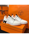 Men's Depart Sneakers Knit Calfskin White H Black - HERMES - BALAAN 3