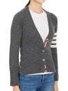 4-Bar V-Neck Cashmere Cardigan Grey - THOM BROWNE - BALAAN 5