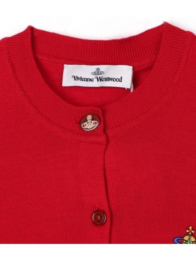 Bea Embroidered Logo Cardigan Red - VIVIENNE WESTWOOD - BALAAN 4