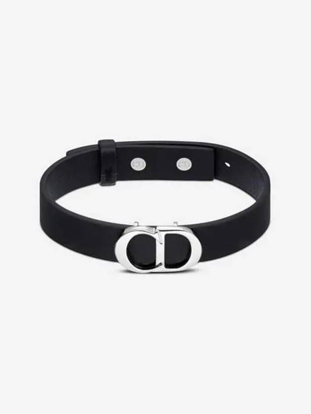 Silver CD Icon Leather Bracelet Black - DIOR - BALAAN 2