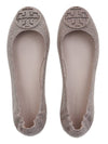 Decorated Leather Mini Flat Beige - TORY BURCH - BALAAN.