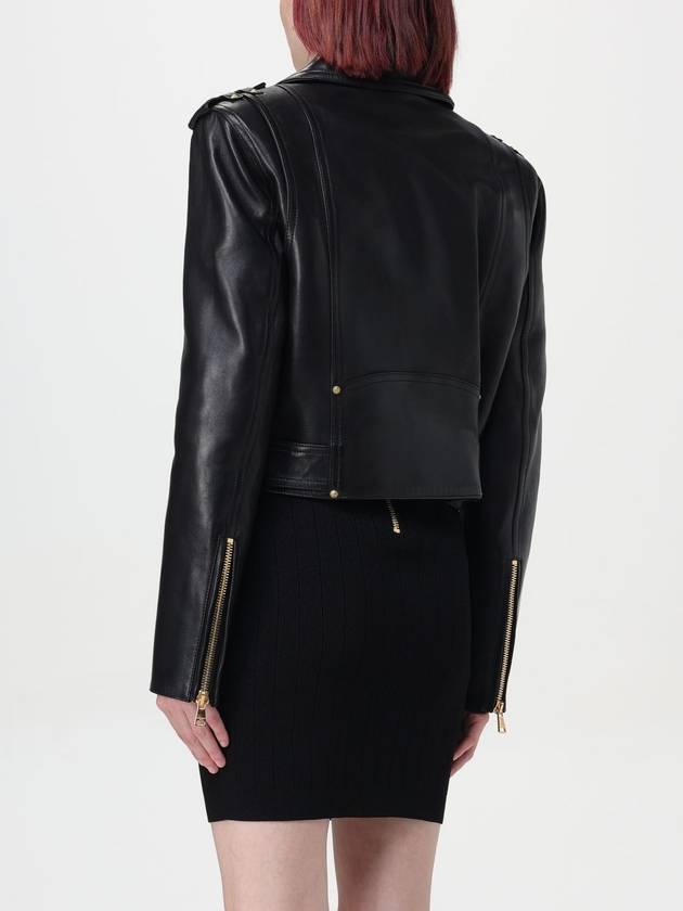 Biker Belted Leather Jacket Black - BALMAIN - BALAAN 4