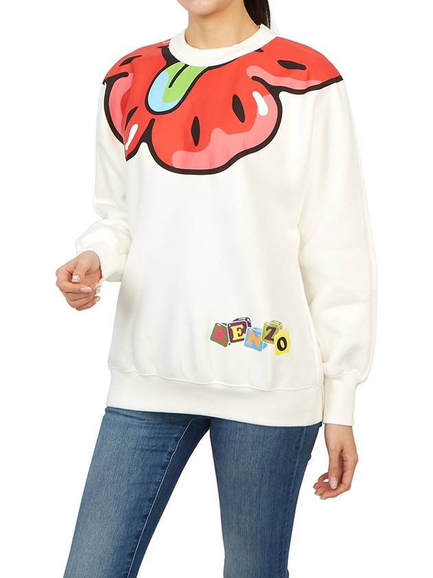 Boke Boy Flower Print Cotton Sweatshirt White - KENZO - BALAAN 6