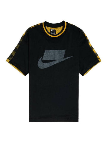 Sportswear Logo Back Check Short Sleeve T-Shirt Yellow Black - NIKE - BALAAN 1