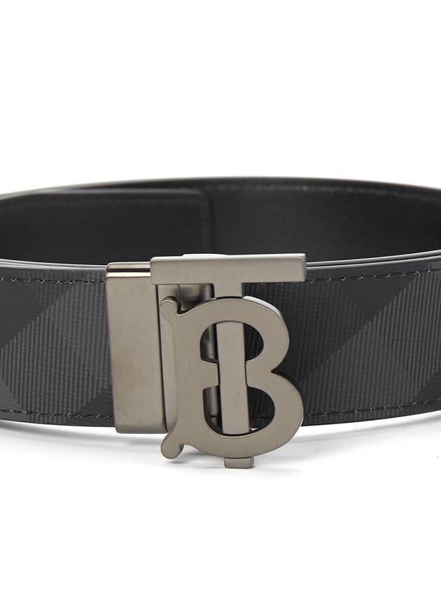 Men's Check Reversible Leather Belt Charcoal Graphite - BURBERRY - BALAAN 6