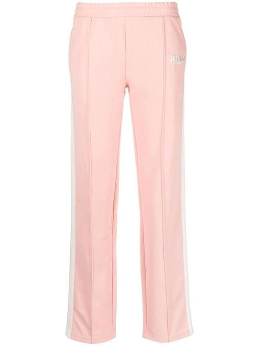 Women's Embroidered Logo Striped Track Pants Baby Pink - SPORTY & RICH - BALAAN 1
