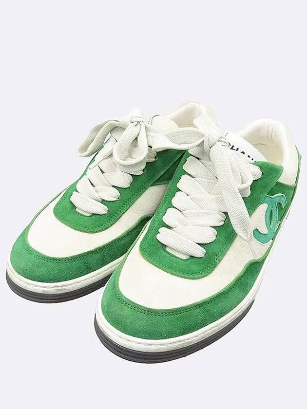 G39978 White Green Color Suede Orca Tennis Sneakers 36 - CHANEL - BALAAN 5