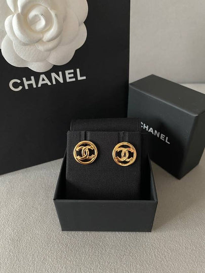 CC Logo Round Stud Earrings Gold - CHANEL - BALAAN 2