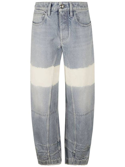 High Waist Color Block Cotton Straight Jeans Blue - JIL SANDER - BALAAN 2