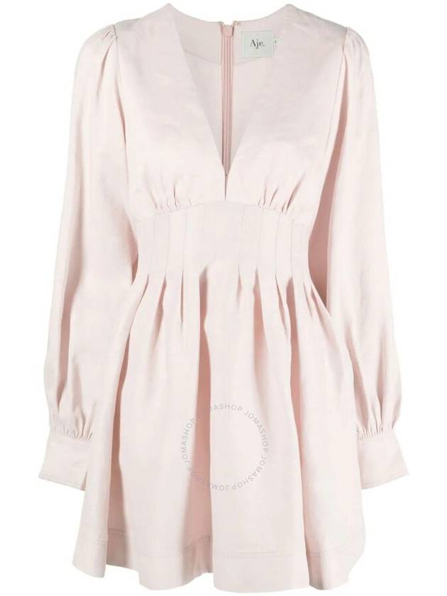 Aje Blush Pink Amelia Plunge Mini Dress, Brand Size 10 (US Size 6) - AJE - BALAAN 1