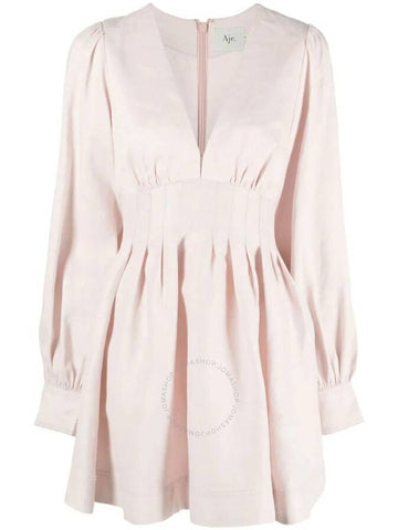 Aje Blush Pink Amelia Plunge Mini Dress, Brand Size 10 (US Size 6) - AJE - BALAAN 1