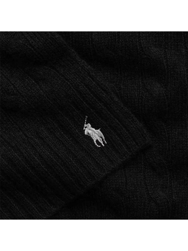 Pony Logo Embroidered Cable Knit Muffler Black - POLO RALPH LAUREN - BALAAN 4