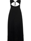 Crepe Viscose Backless Long Dress Black - SAINT LAURENT - BALAAN 2