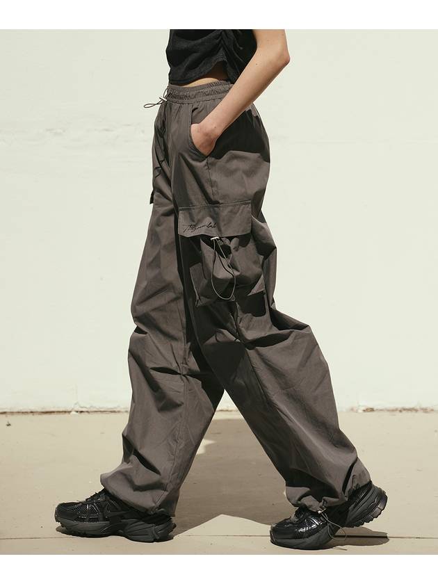 Cargo pocket string nylon banding wide pants charcoal gray - THE GREEN LAB - BALAAN 2