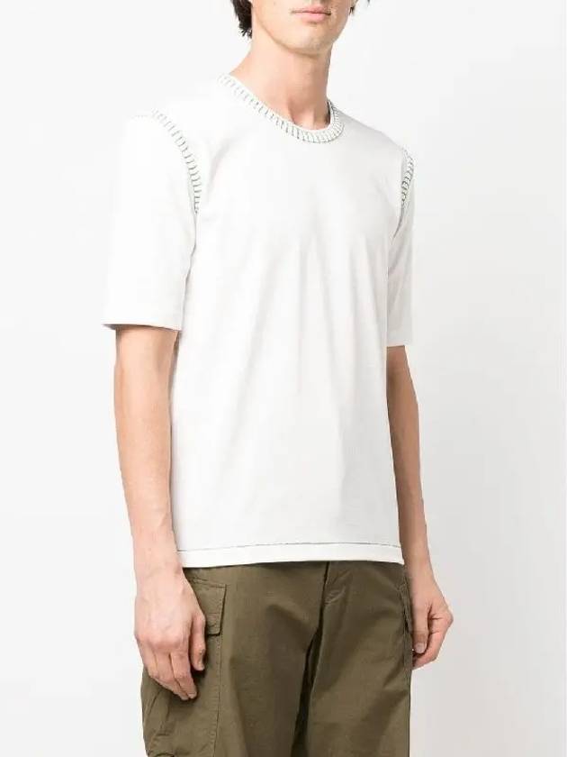 Overlock Parakeet Stitch Cotton Short Sleeve T-Shirt White - BOTTEGA VENETA - BALAAN 4