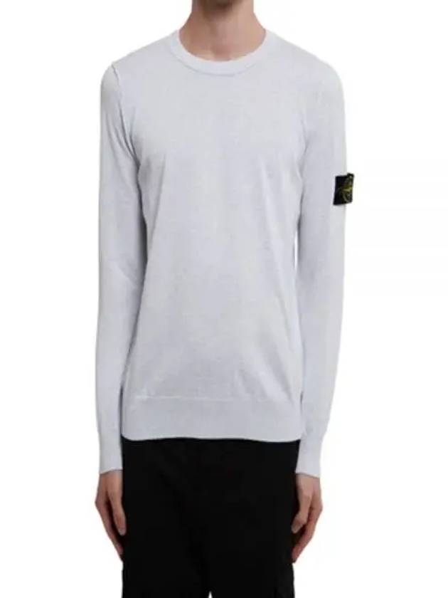 Crewneck Soft Cotton Knit Top Melange Grey - STONE ISLAND - BALAAN 2