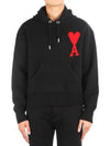 Big Heart Logo Wool Hoodie Black - AMI - BALAAN 2