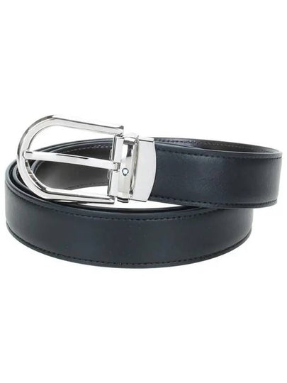 Horseshoe Buckle Reversible Leather Belt Black Brown - MONTBLANC - BALAAN 2