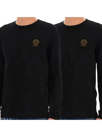 Logo Print Long Sleeve T-Shirt Black 2 Pack - VERSACE - BALAAN 2