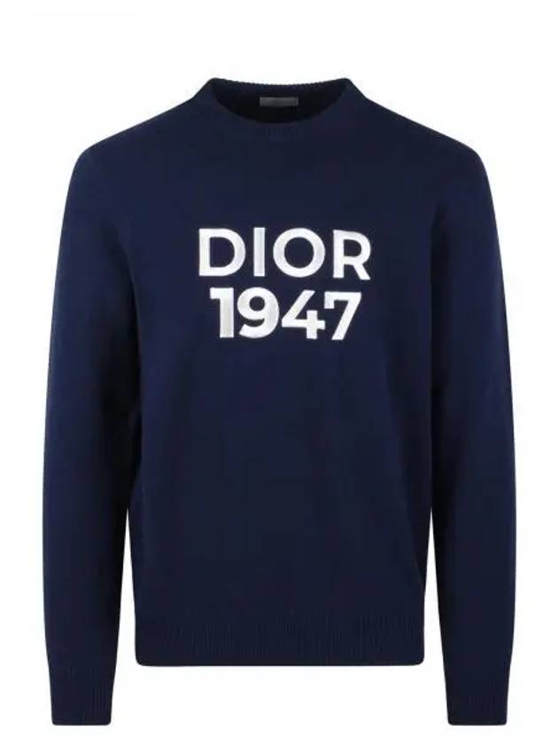 Wool Cashmere Crew Neck Knit Top Navy - DIOR - BALAAN 2