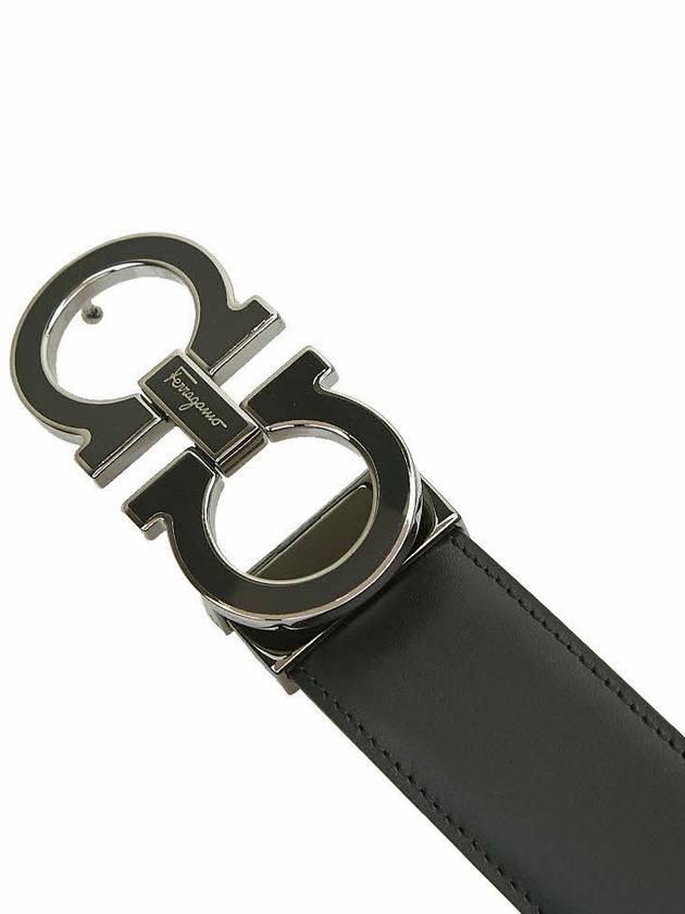 Gancini Metal Logo Leather Belt Black - SALVATORE FERRAGAMO - BALAAN 7