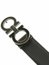 Adjustable Gancini Gunmetal Logo Leather Belt Black - SALVATORE FERRAGAMO - BALAAN 7