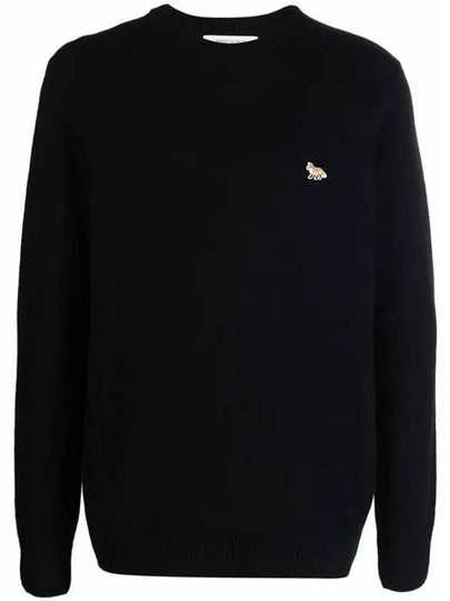 Baby Fox Patch Cozy Round Neck Knit Top Black - MAISON KITSUNE - BALAAN 2