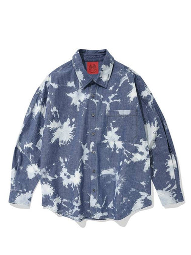 Hand Bleached Oversized Fit Denim Shirt Light Blue - CONECTX - BALAAN 1