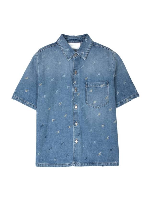 Men's Miles Shirt Light blue denim shirt with short sleeves Miles Shirt Denim blu - AXEL ARIGATO - BALAAN 1